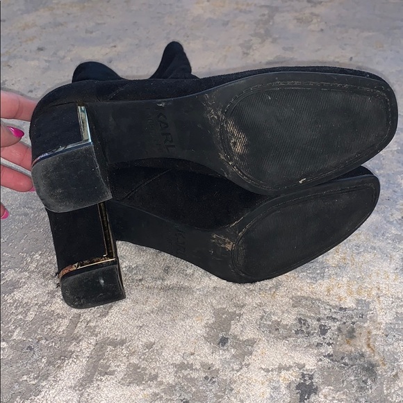 karl lagerfeld black suede booties size 7 (worn) - Picture 4 of 4